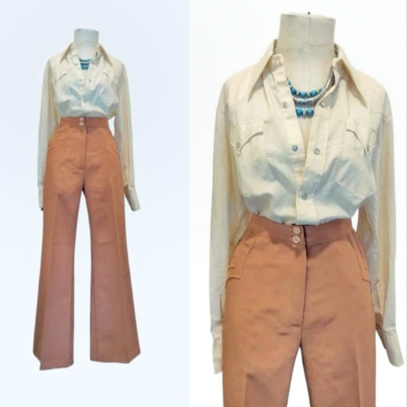 FINAL MARKDOWN Vintage 70s Western Flared Pants  Tall - Picture 5 of 7